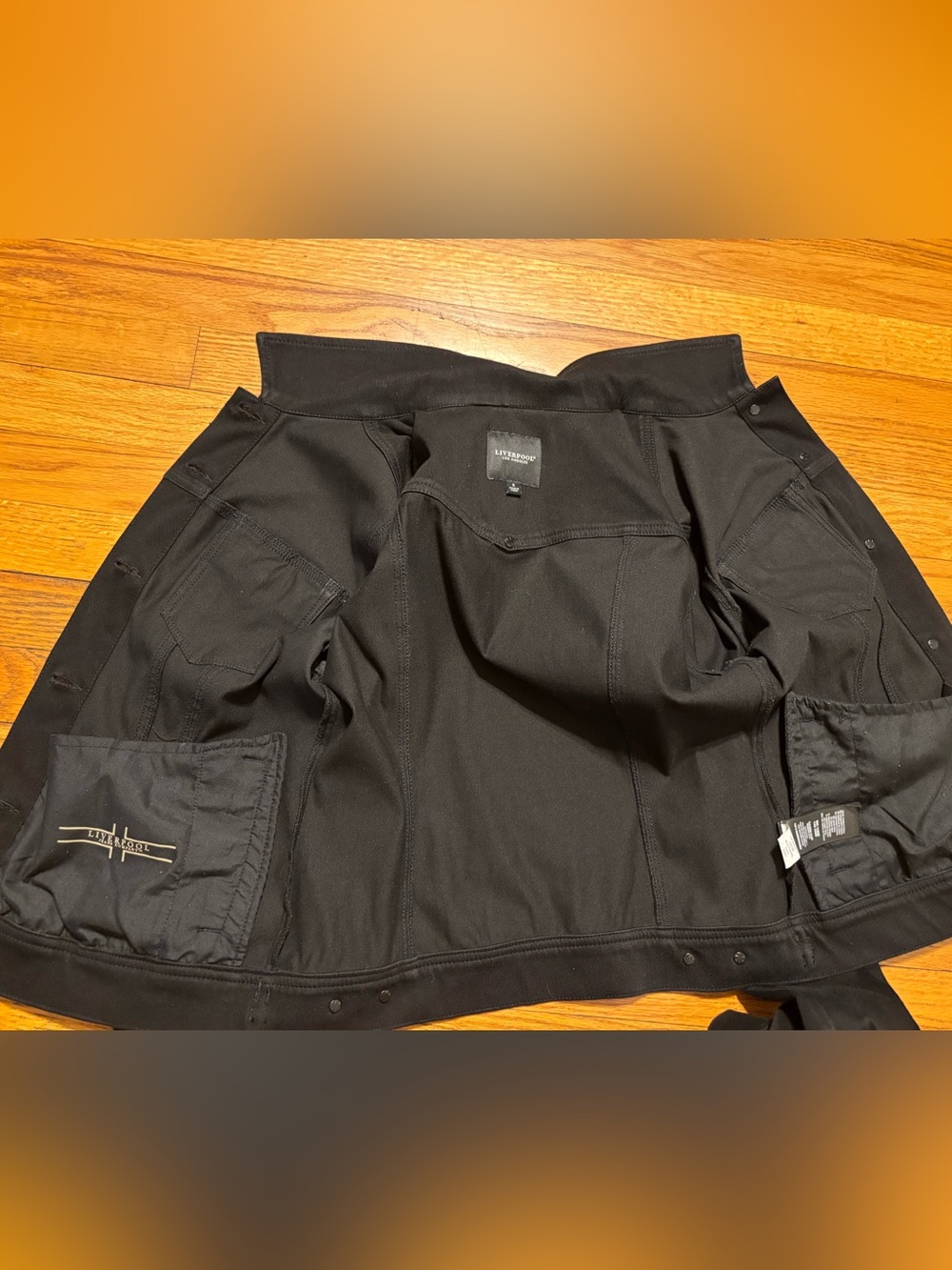 Liverpool Black Women's Button-Front Jean Jacket - Picture 13 of 14